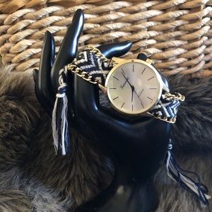 Ladies Geneva Platinum adjustable braided watch